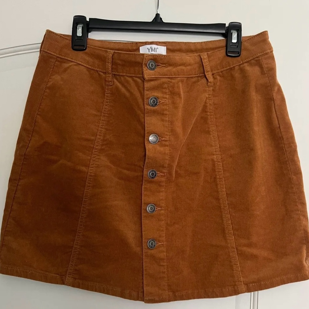 Corduroy Tan Button-Front Skirt